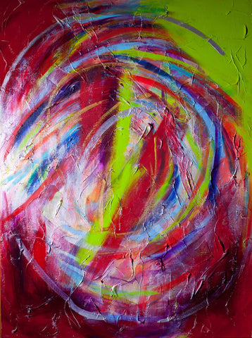 Red Jazz Circle of Life, Giclee Fine Art Print on Canvas