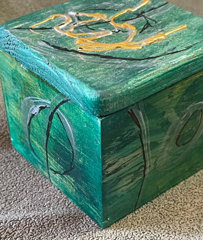 Green Hand Painted Box