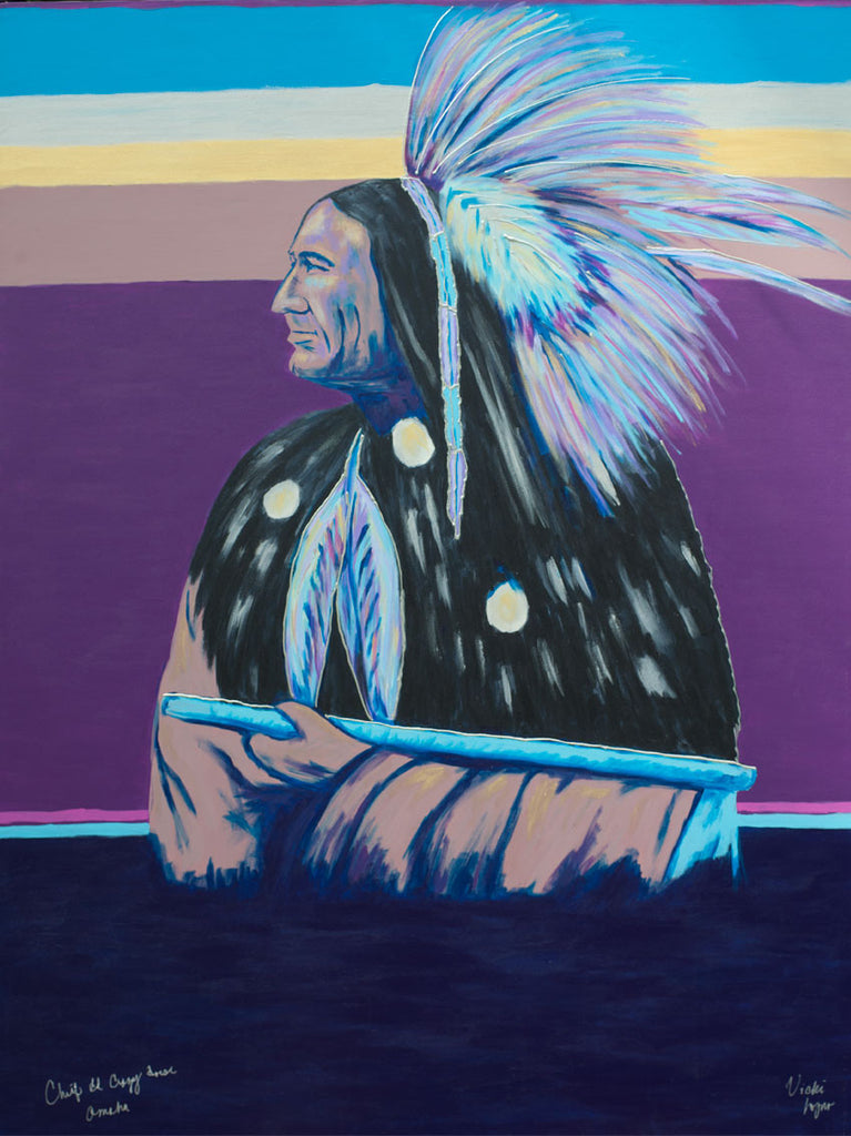 4 Chief Ed Crazy Horse, Giclee Fine Art Print on Canvas